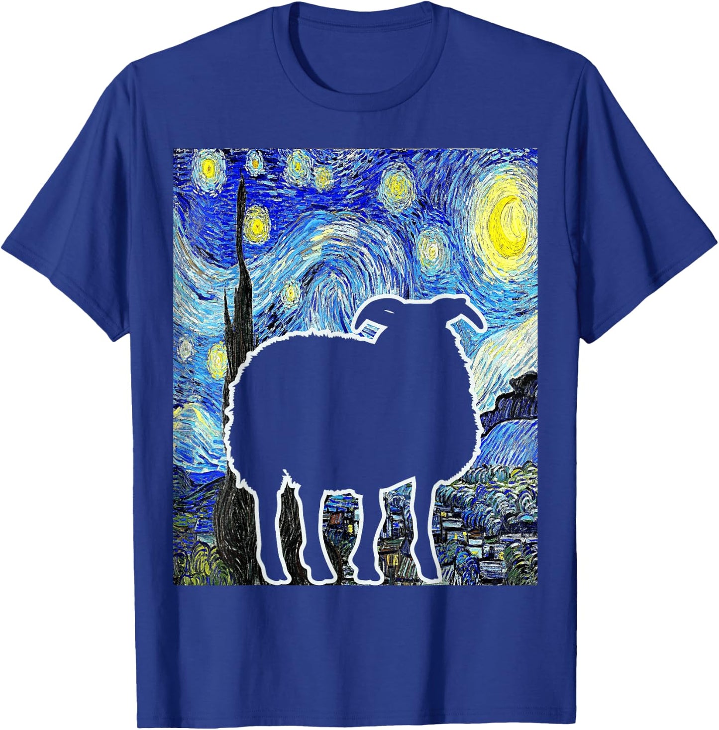 Sheep Starry Night Van Gogh Funny Sheep Farmer Lamb T-Shirt - T-Shirt | Royal