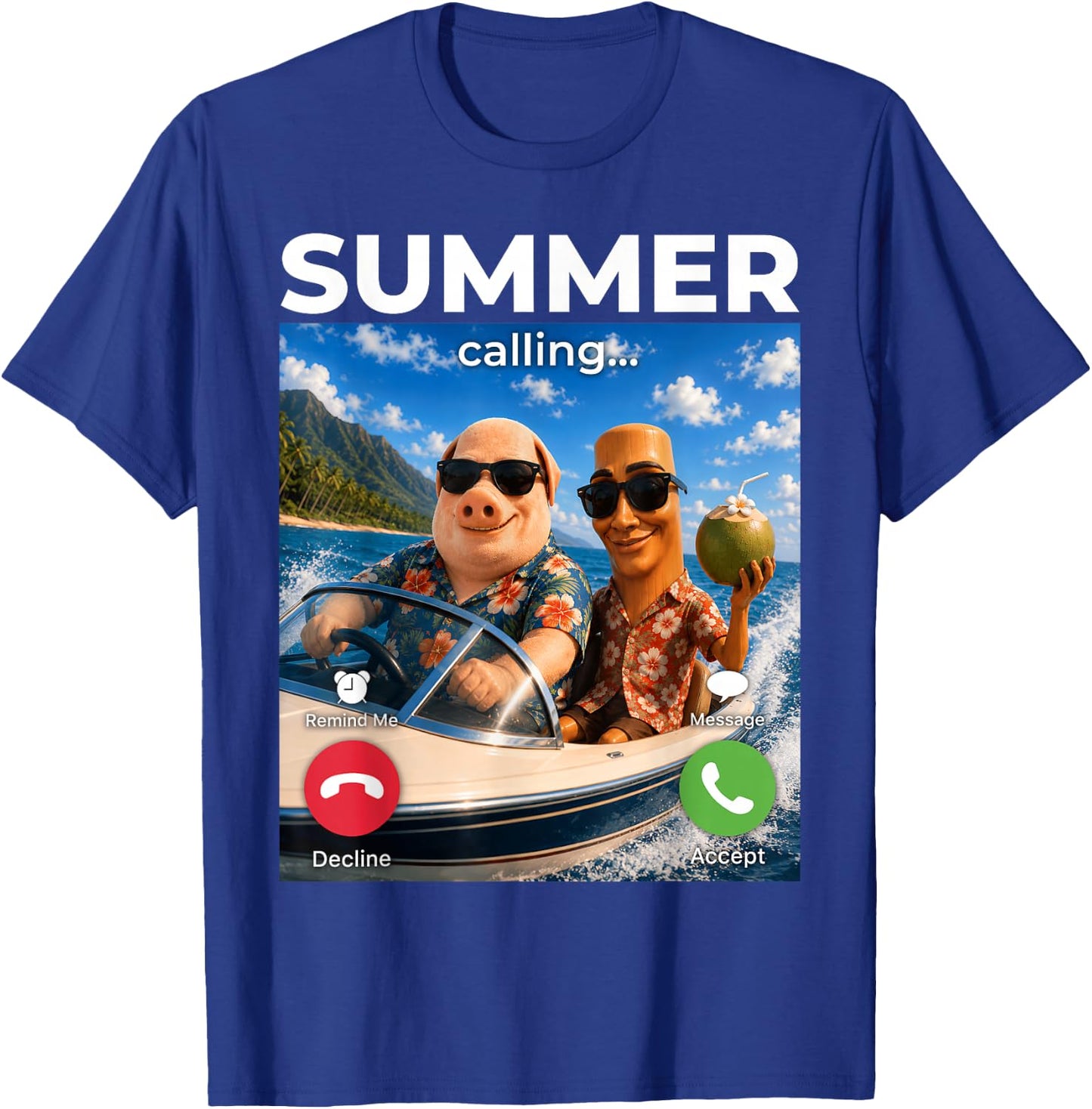 Brainrot Boat John Pork Brothers Summer Time Calling Meme T-Shirt - T-Shirt | Royal
