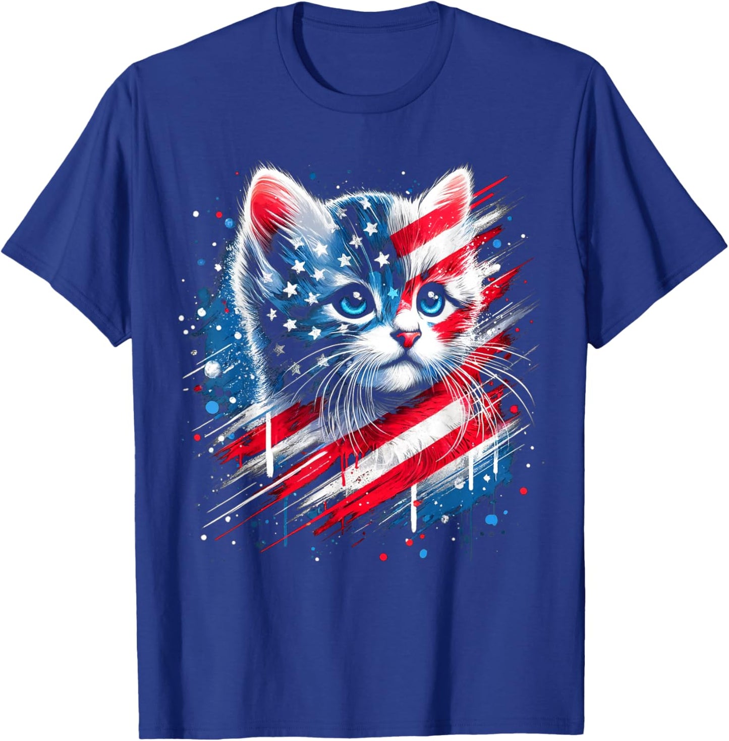 Patriotic kitten or American flag inspired cat T-Shirt - T-Shirt | Royal