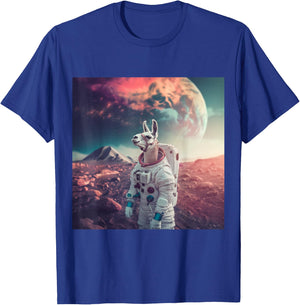 Astronaut Llama in Space T-Shirt - T-Shirt | Royal