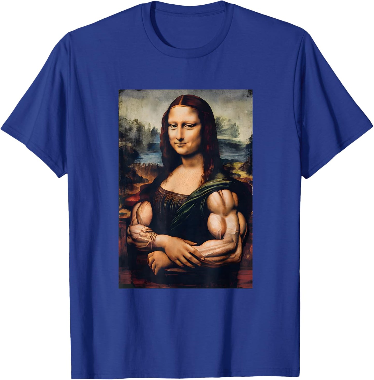 Mona Lisa Bicep Bodybuilding Gym Workout Funny Mona Lisa T-Shirt - T-Shirt | Royal
