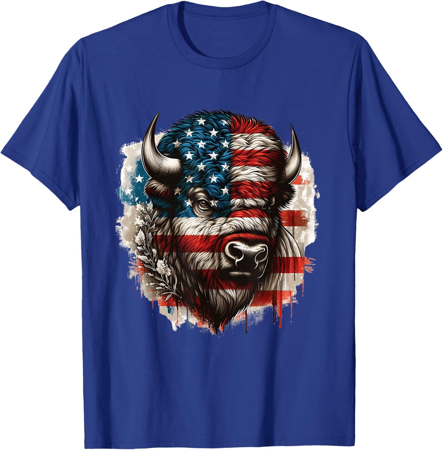 American Buffalo American Bison American Flag American Bison T-Shirt - T-Shirt | Royal