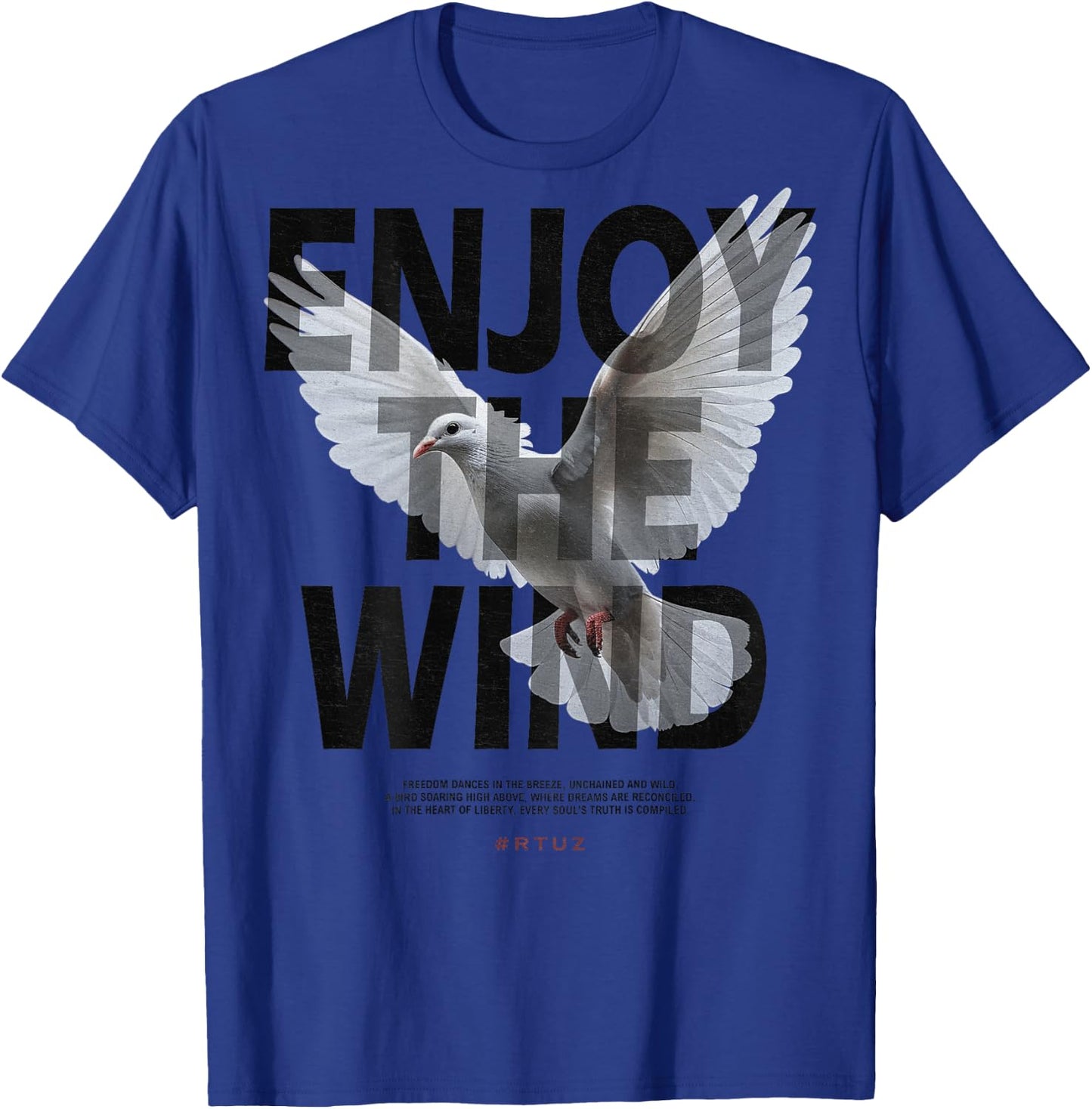 Hip Hop Retro Vintage Urban Backprint Streetwear White Dove T-Shirt - T-Shirt | Royal