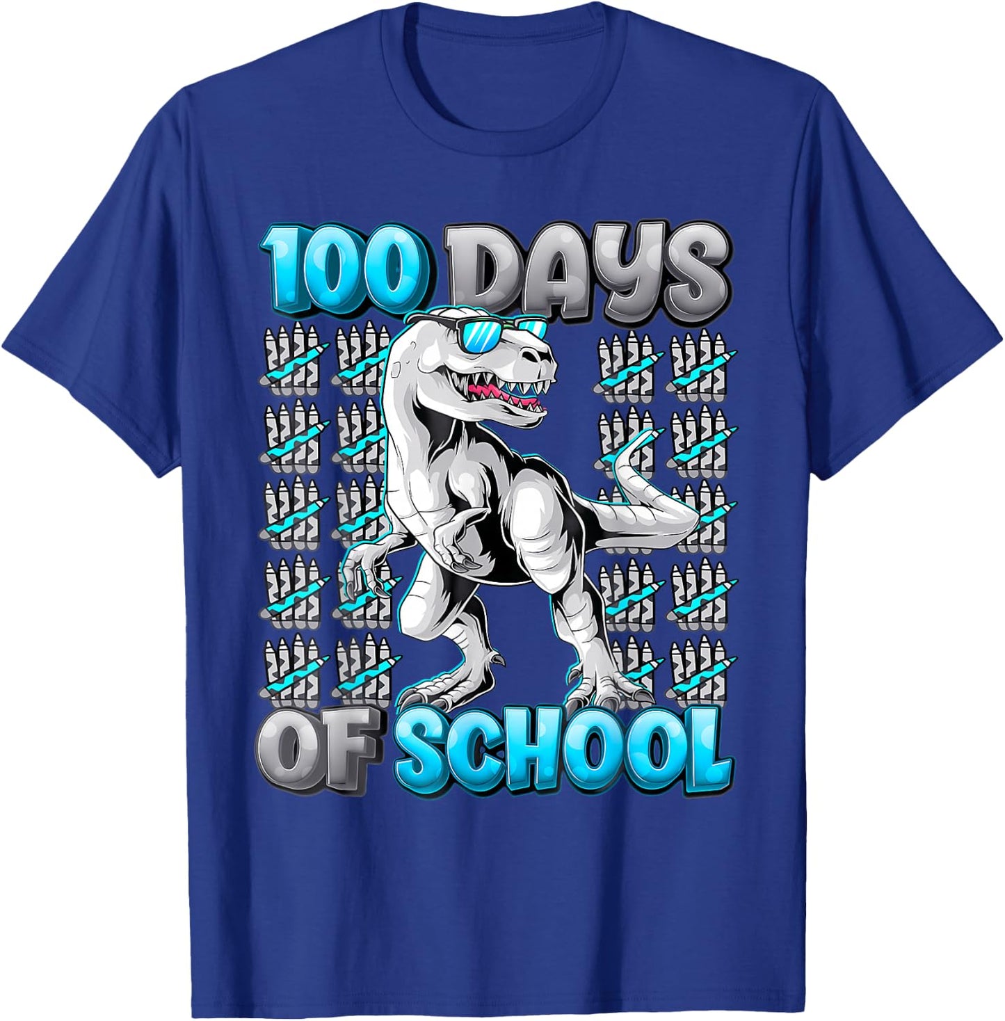 100 Days Of School Trex 100 Days Smarter 100Th Day Of School T-Shirt - T-Shirt | Royal
