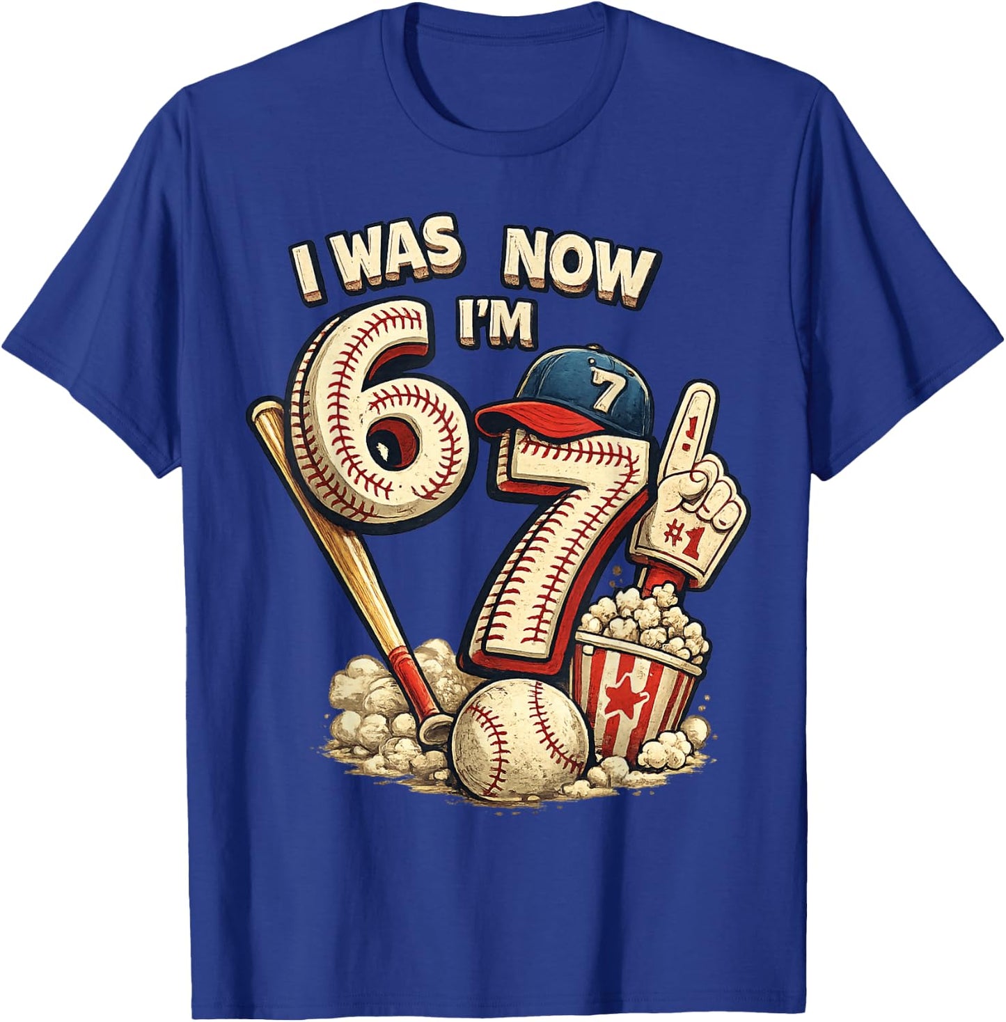 I was 6 Now I'm 7 Seven Year Old Boys Baseball Birthday T-Shirt - T-Shirt | Royal