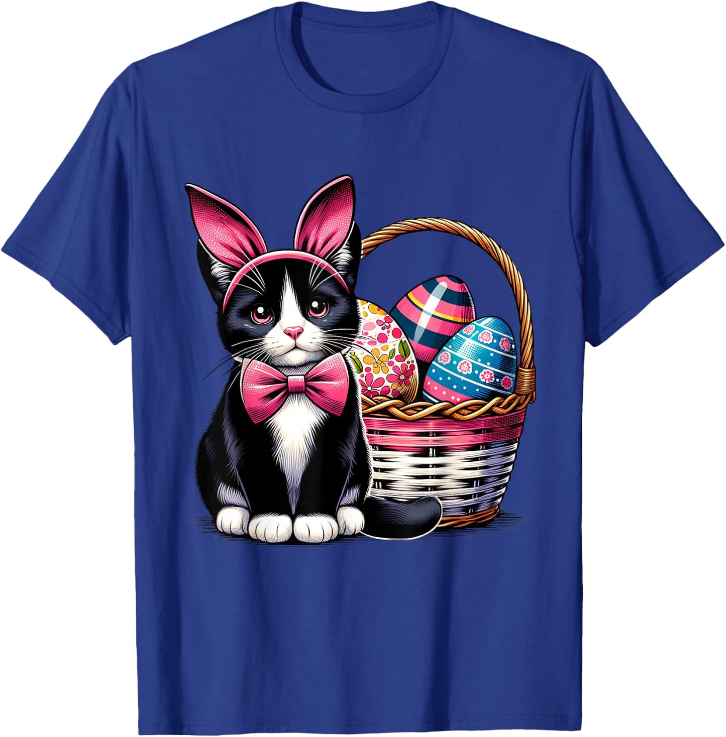 Cute Cat Kitty Easter Day Bunny Eggs Cat Lover Girls T-Shirt - T-Shirt | Royal