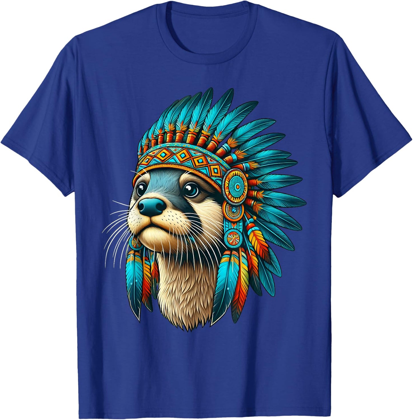 Native Indian Otter Native American Indian Feathers T-Shirt - T-Shirt | Royal