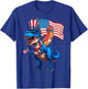 Hotdog Riding Dinosaur TRex 4th of July USA Flag T-Shirt - T-Shirt | Royal