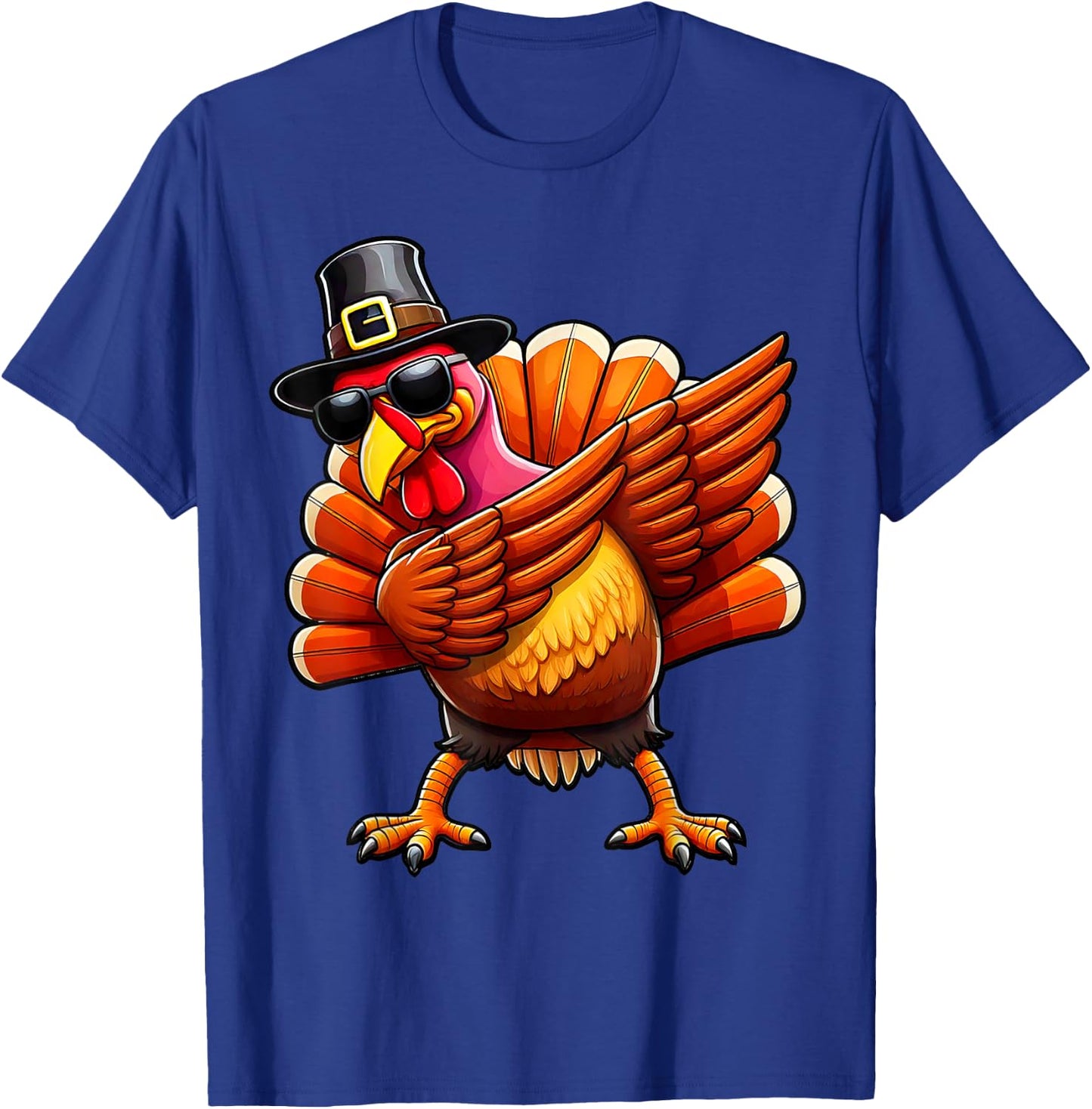 Thanksgiving Day Dabbing Turkey Pilgrim Boys Men Funny Dab T-Shirt - T-Shirt | Royal