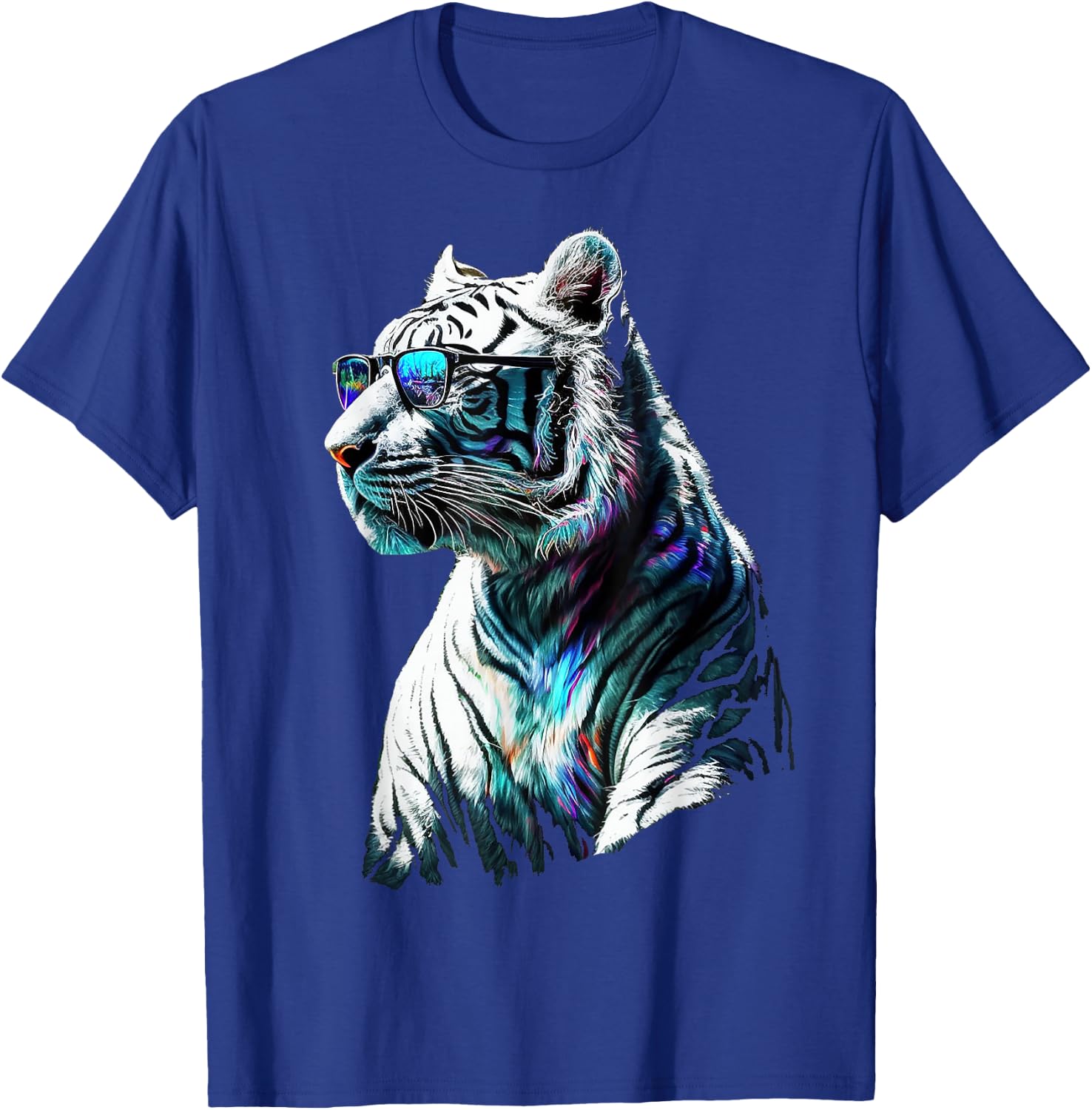 White Tiger Sunglasses Colourful Art Animal Tiger T-Shirt - T-Shirt | Royal