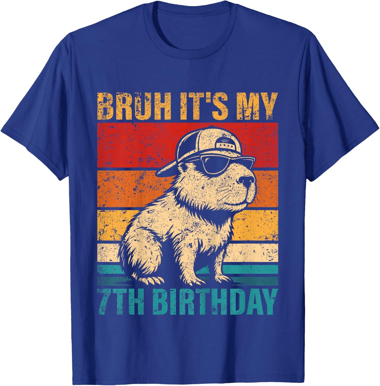 Kids 7 Year Old Birthday Boy Capybara Bruh It's My 7th Birthday T-Shirt - T-Shirt | Royal