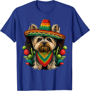 Mexico Cinco de Mayo Sombrero Mexican Yorkshire Terrier T-Shirt - T-Shirt | Royal