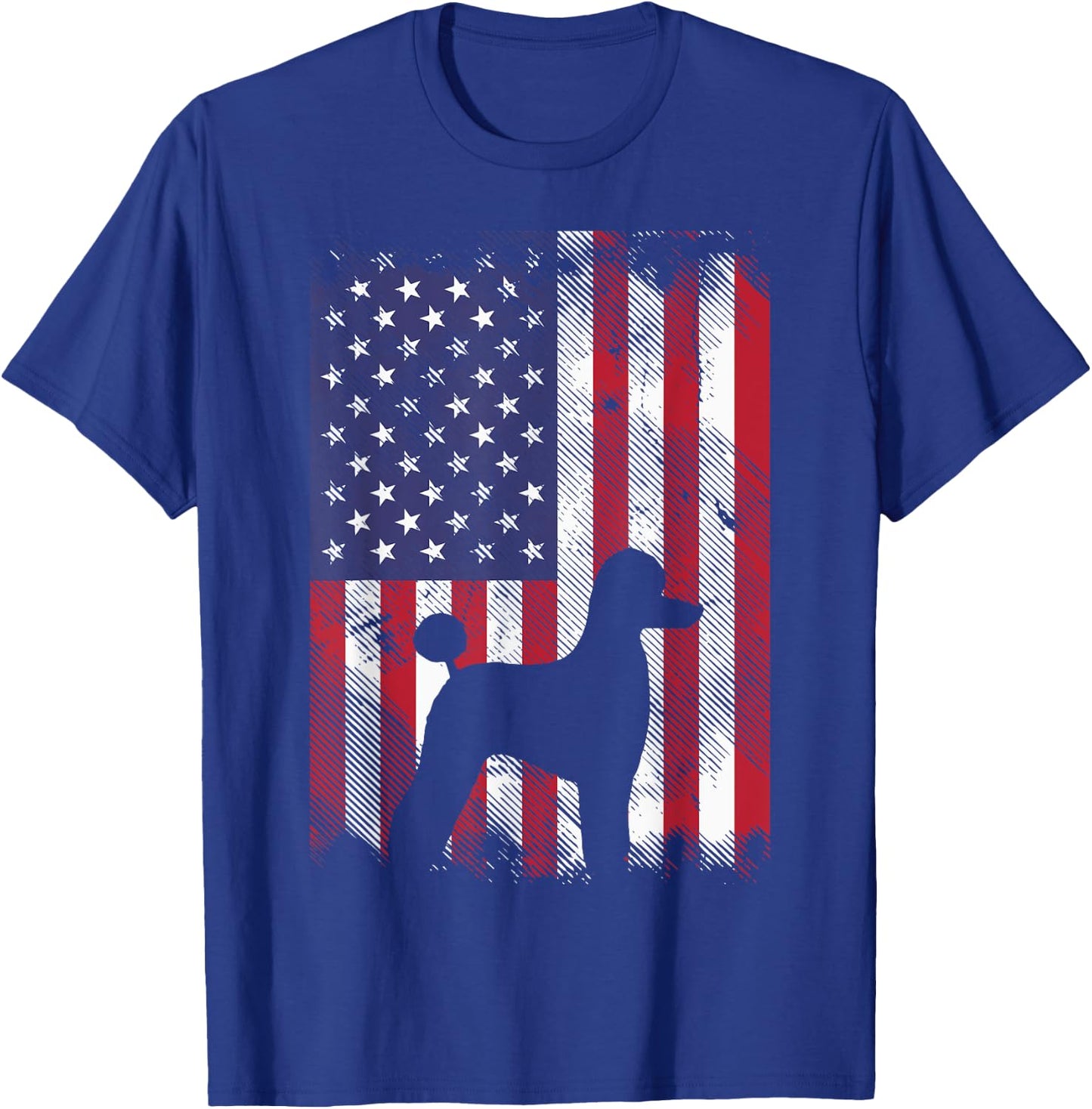 America Flag Poodle Vintage Patriotic Dog Lover Owner Gift T-Shirt - T-Shirt | Royal
