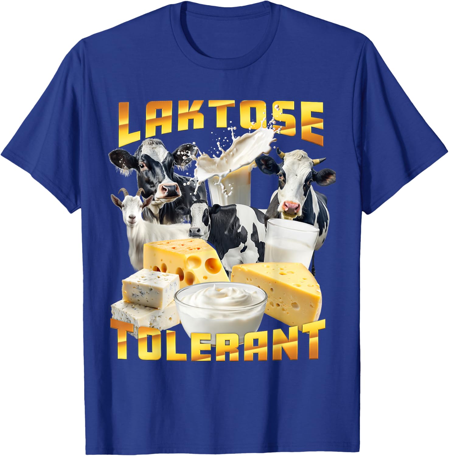 Lactose Tolerant Ugly Shirts Joke Item Ugly Design , black T-Shirt - T-Shirt | Royal