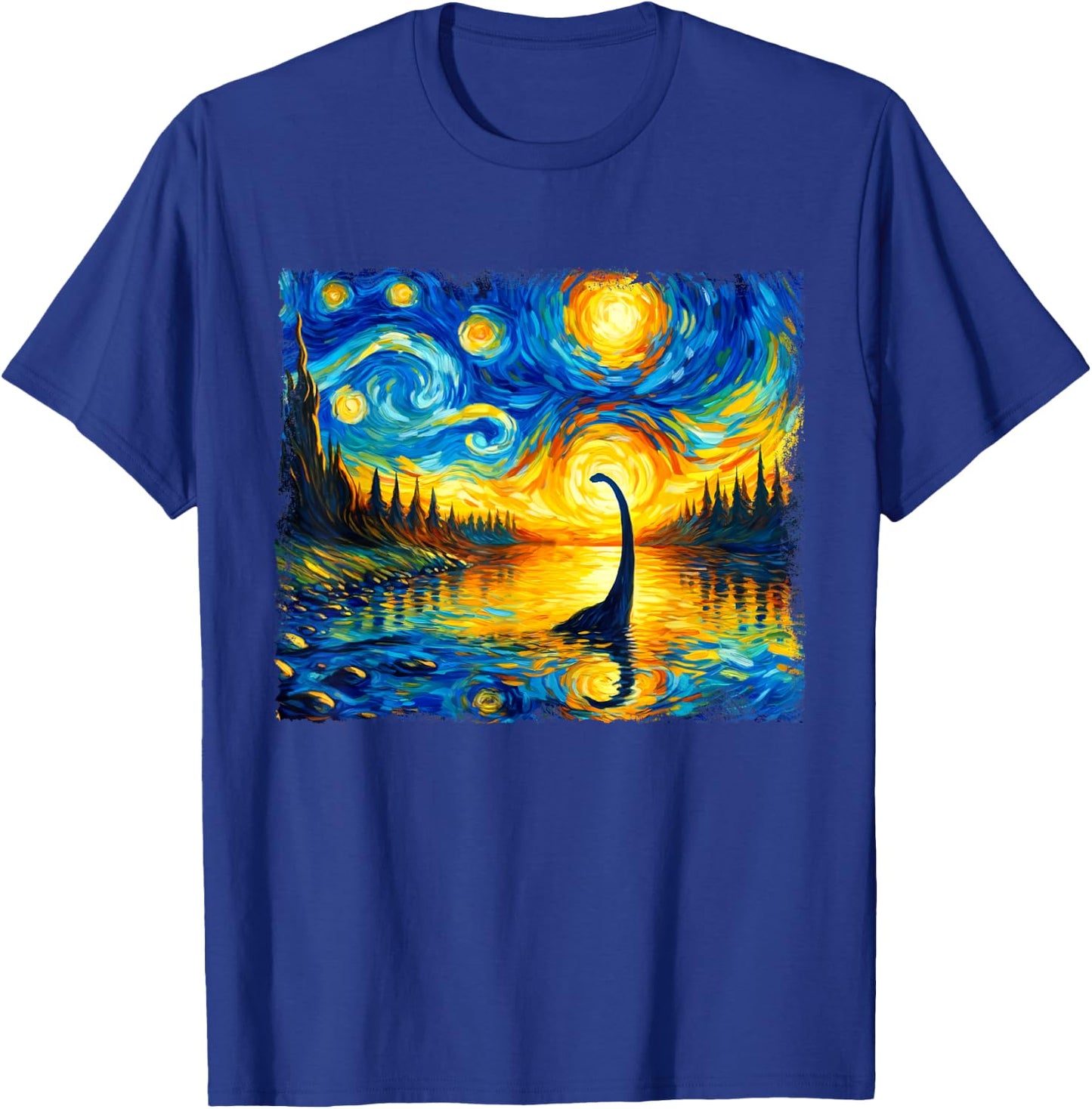 Vintage Arts Loch Ness Monster Outfits Starry Night Humor T-Shirt - T-Shirt | Royal