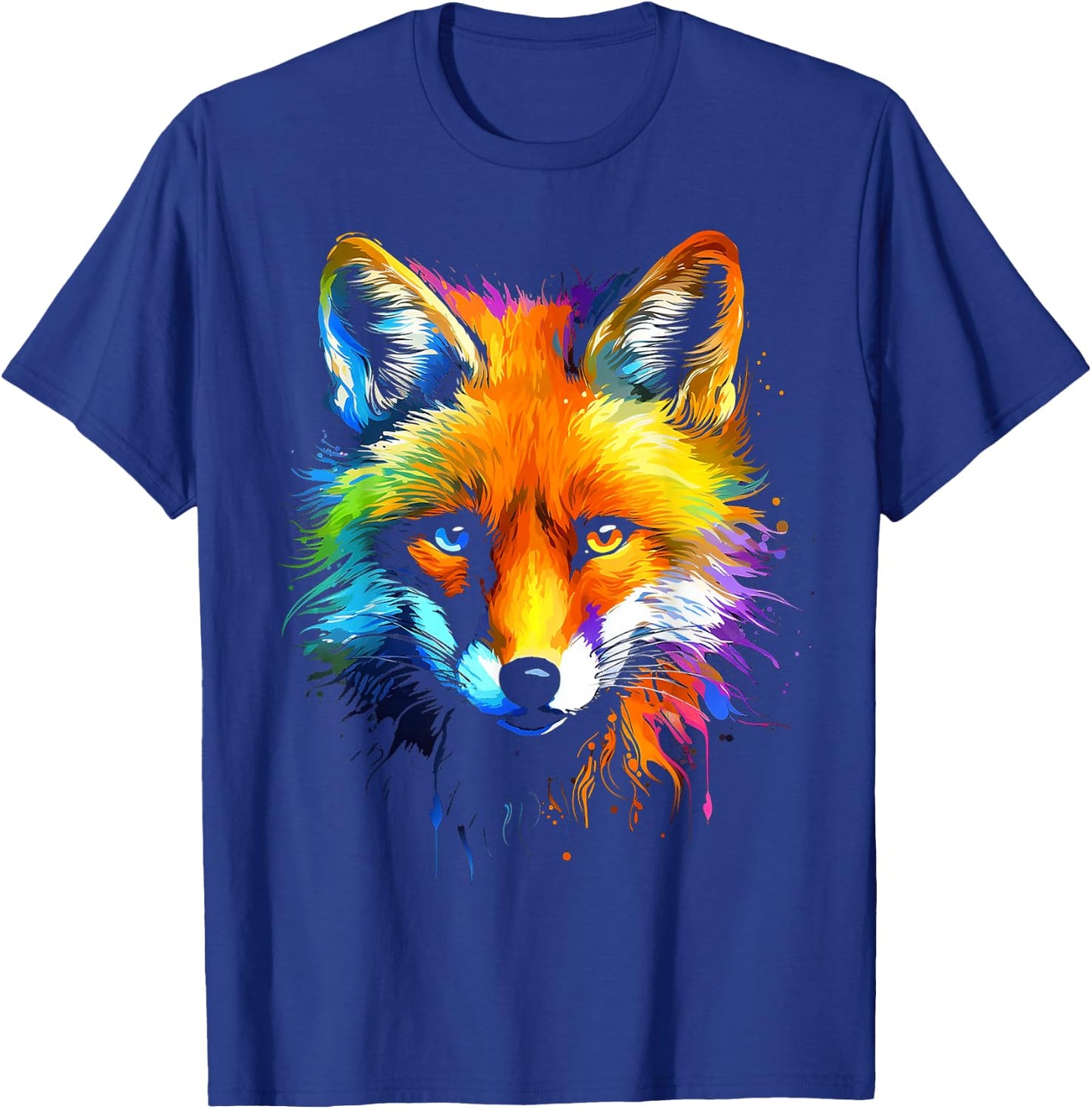 Fox Colourful Animal Graphic Art Fox , black, S T-Shirt - T-Shirt | Royal