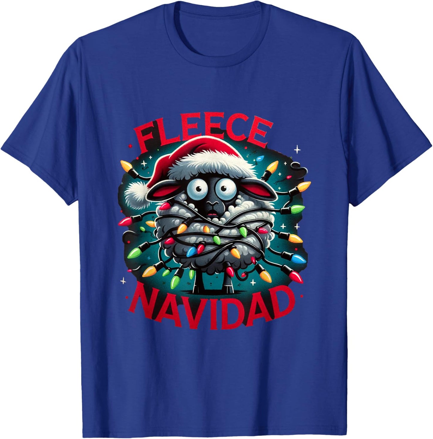 Funny Woolly Surprise Fleece Navidad Christmas Xmas Sheep T-Shirt - T-Shirt | Royal