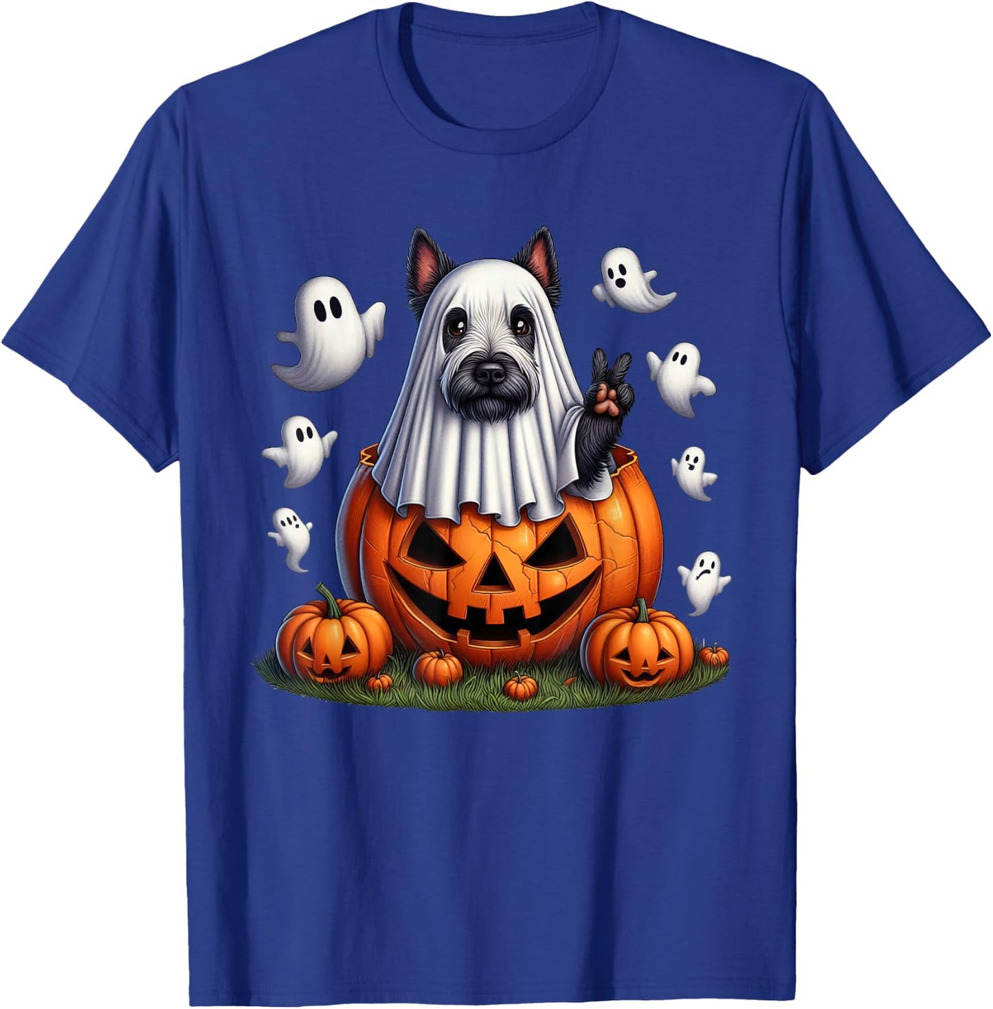 Funny Scottish Terrier Ghost Boo Halloween Kids T-Shirt - T-Shirt | Royal