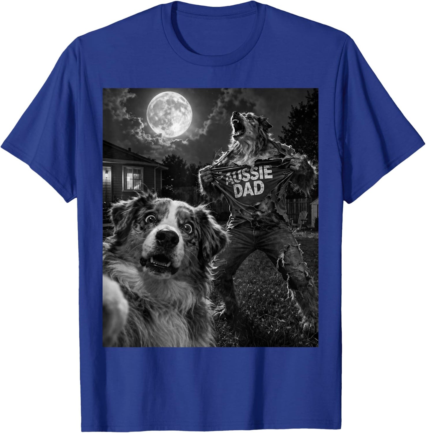 Australian Shepherd Aussie Dad Funny Vintage Graphic Selfie T-Shirt - T-Shirt | Royal