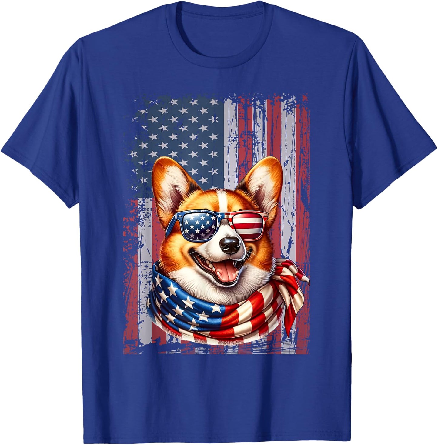 Pembroke Welsh Corgi Dog Lover US Flag 4th Of July Patriotic T-Shirt - T-Shirt | Royal