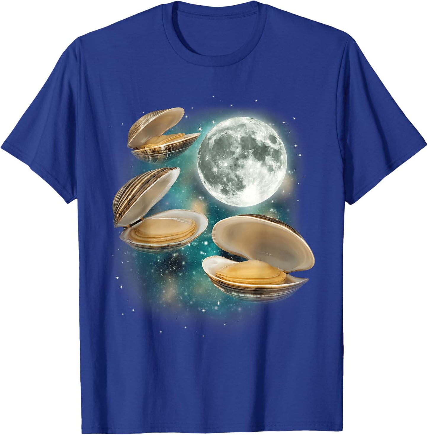 Three Clam Moon | 3 Clams Weird Cursed Oceanic Sealife Ugly T-Shirt - T-Shirt | Royal