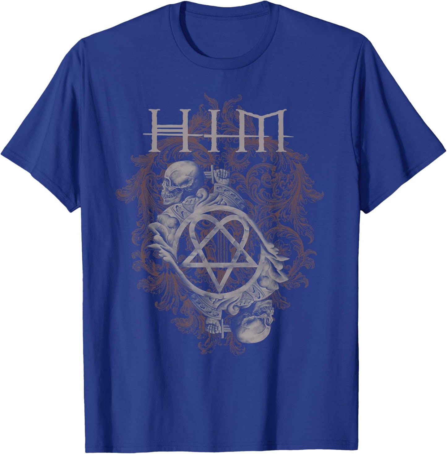 Ville Valo HIM Dual Skull On Red , red T-Shirt - T-Shirt | Royal