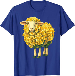 Daffodil Sheep Flower Gardening Floral T-Shirt - T-Shirt | Royal