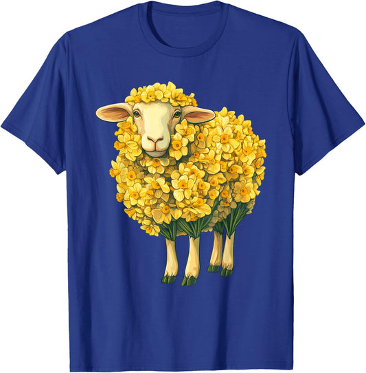 Daffodil Sheep Flower Gardening Floral T-Shirt - T-Shirt | Royal