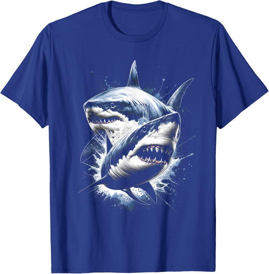 Cool Shark with Water Splash , black T-Shirt - T-Shirt | Royal