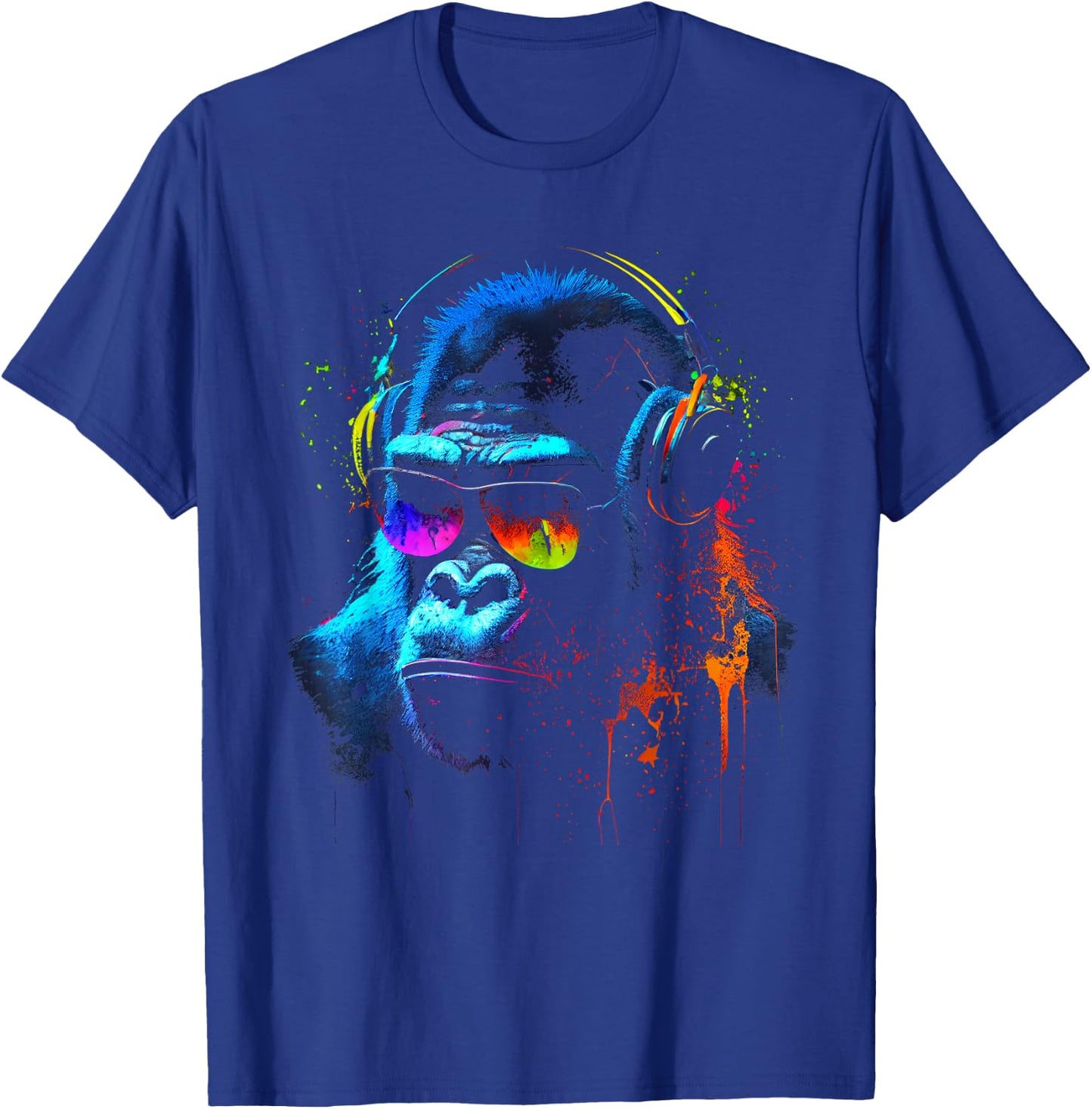 Monkey DJ mit Kopfhörer und Sonnenbrille Gorilla Musikfan T-Shirt - T-Shirt | Royal
