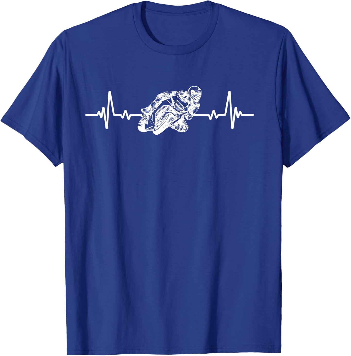 Moto GP Racing Heartbeat Motorcycle Motorcycles Biker Humour , Black, S T-Shirt - T-Shirt | Royal