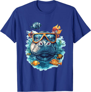 Funny Hippo Under Water Hippopotamus T-Shirt - T-Shirt | Royal