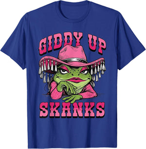 Giddy Up Skanks Funny Western Frog Cowboy Hat Pink T-Shirt - T-Shirt | Royal
