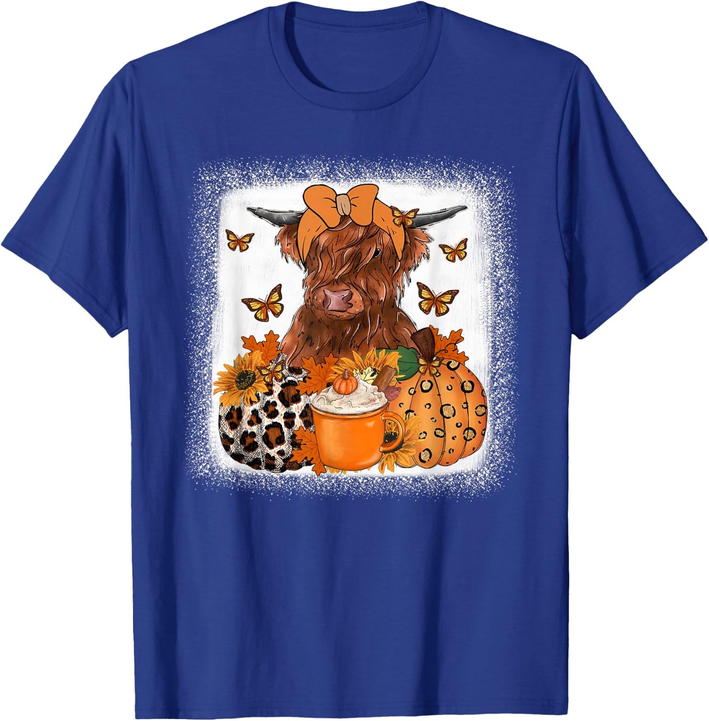 Highland Cow Autumn , Autumn Heifer Pumpkin Cow Women T-Shirt - T-Shirt | Royal