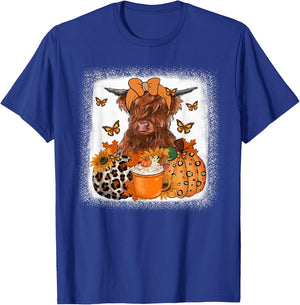 Highland Cow Autumn , Autumn Heifer Pumpkin Cow Women T-Shirt - T-Shirt | Royal