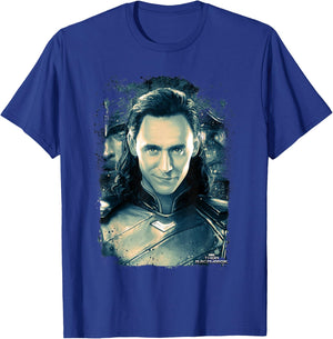 Marvel Thor Ragnarok Loki Distressed Portrait T-Shirt - T-Shirt | Royal