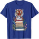 Cute Tiger With Book Floral Bookworm Librarian Book Lover T-Shirt - T-Shirt | Royal