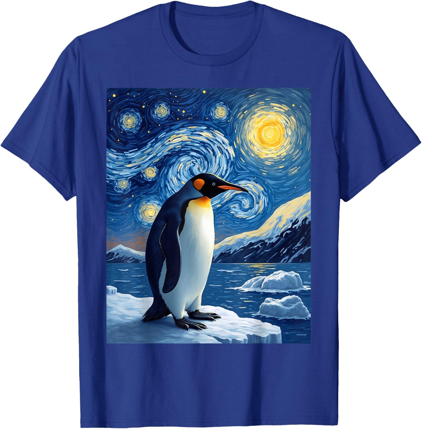 Van Gogh's Starry Night Penguin Tuxedo Bird Animal Lovers T-Shirt - T-Shirt | Royal
