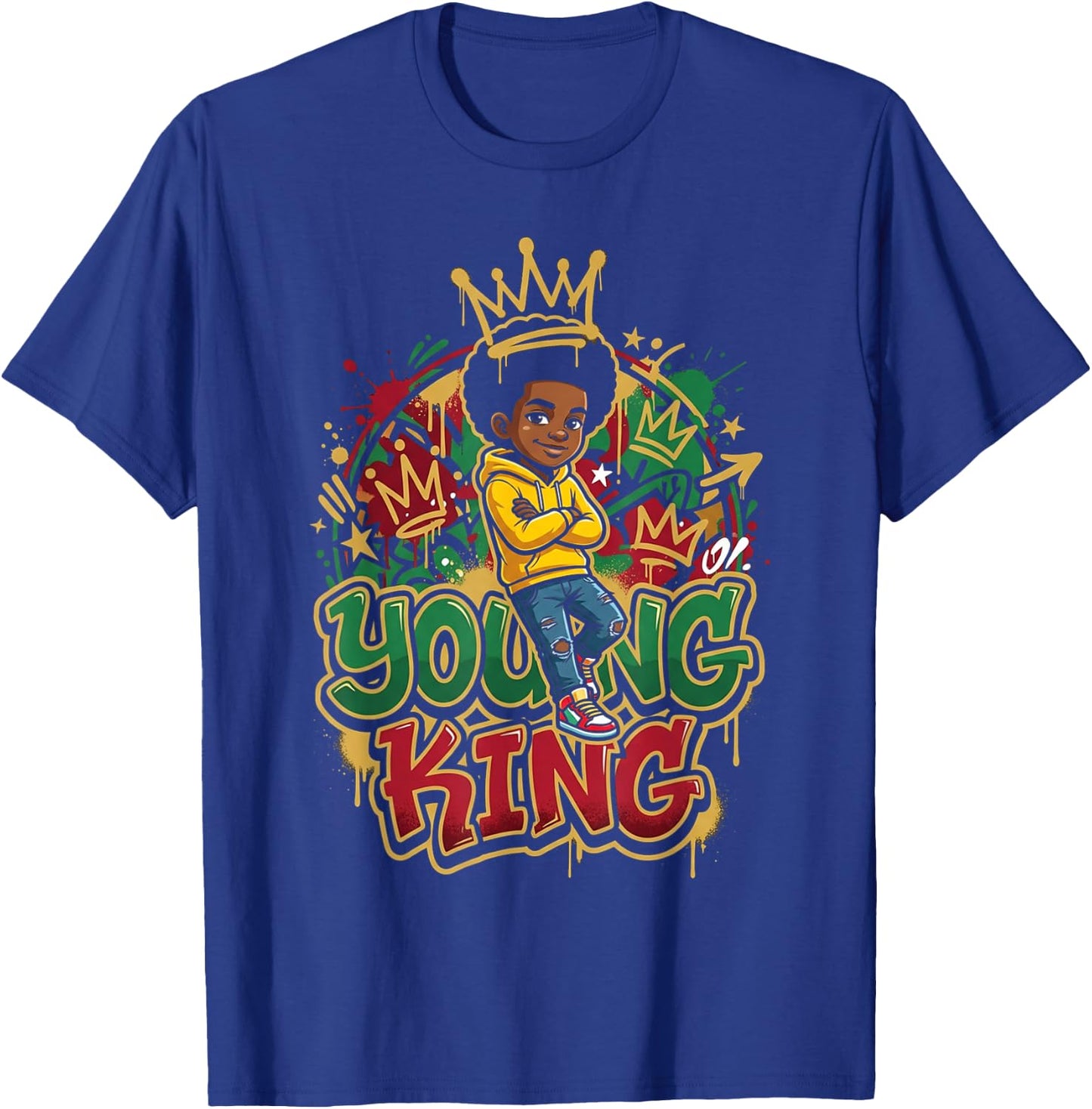 Black Young King Black History Month Juneteenth Kids Boys T-Shirt - T-Shirt | Royal