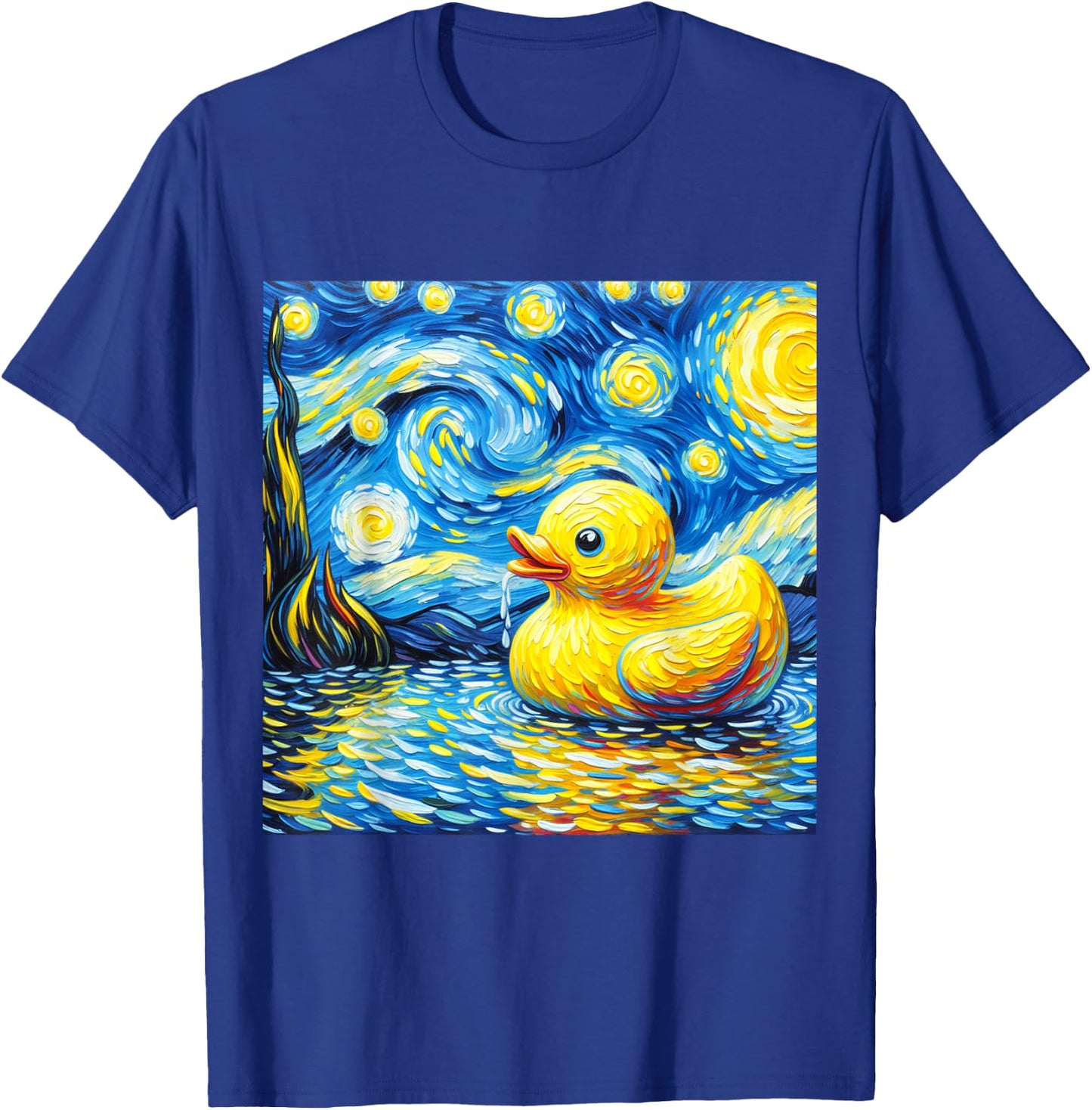Rubber Duck Starry Night Painting Ducky Vincent Van Gogh Art T-Shirt - T-Shirt | Royal