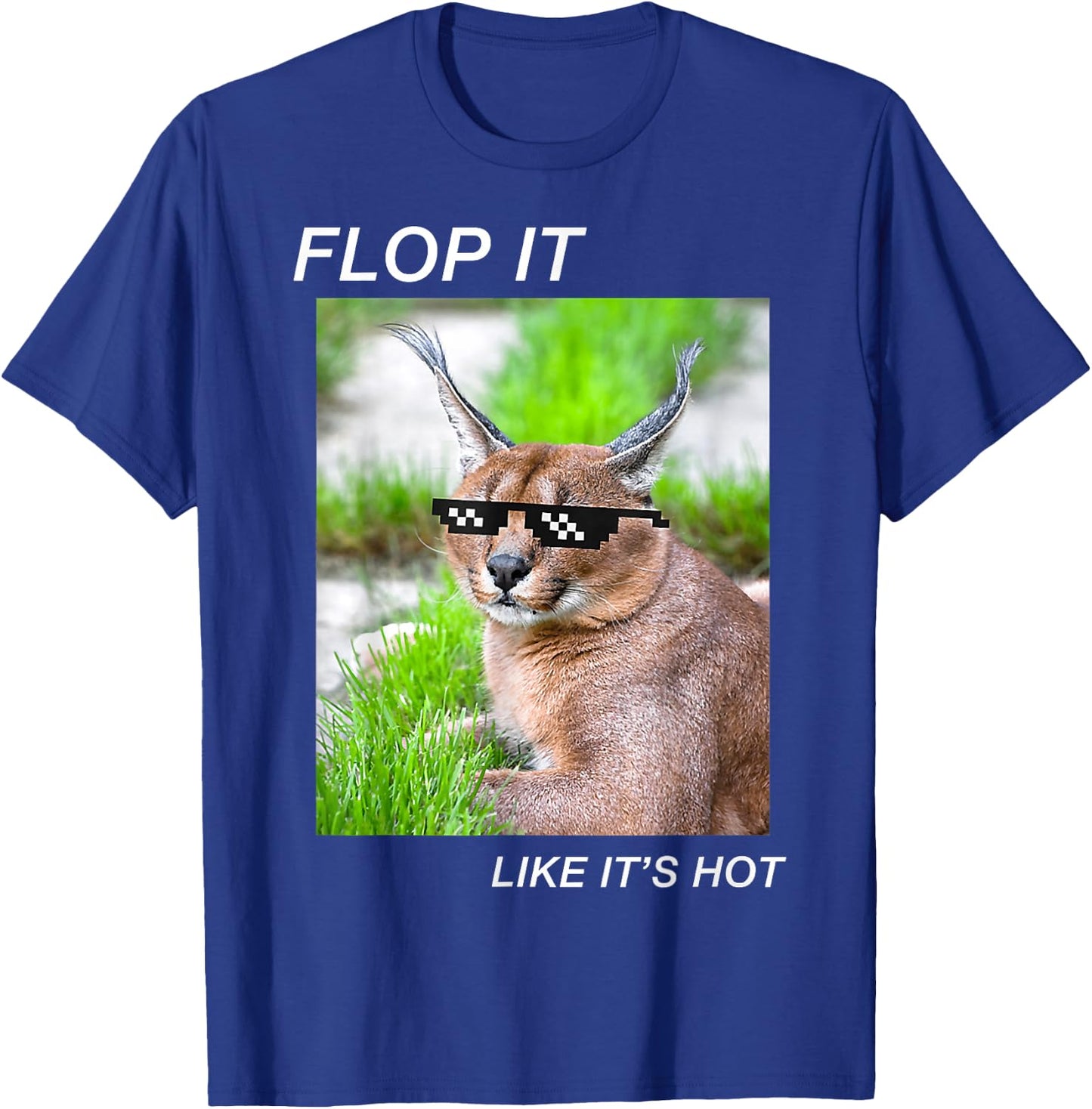 Meme Cat Caracal Big Floppa Joke Ironic Humor Funny Graphic T-Shirt - T-Shirt | Royal