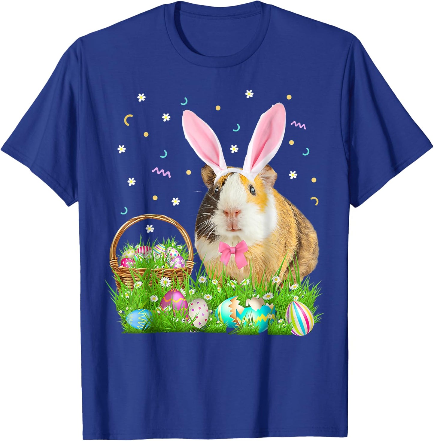 Cute Guinea Pig Funny Easter Bunny Eggs Happy Easter Day T-Shirt - T-Shirt | Royal