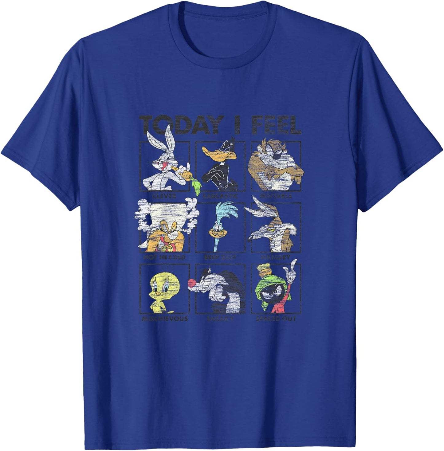 Looney Tunes Youth Today I Feel Classic Emotions Box Up T-Shirt - T-Shirt | Royal