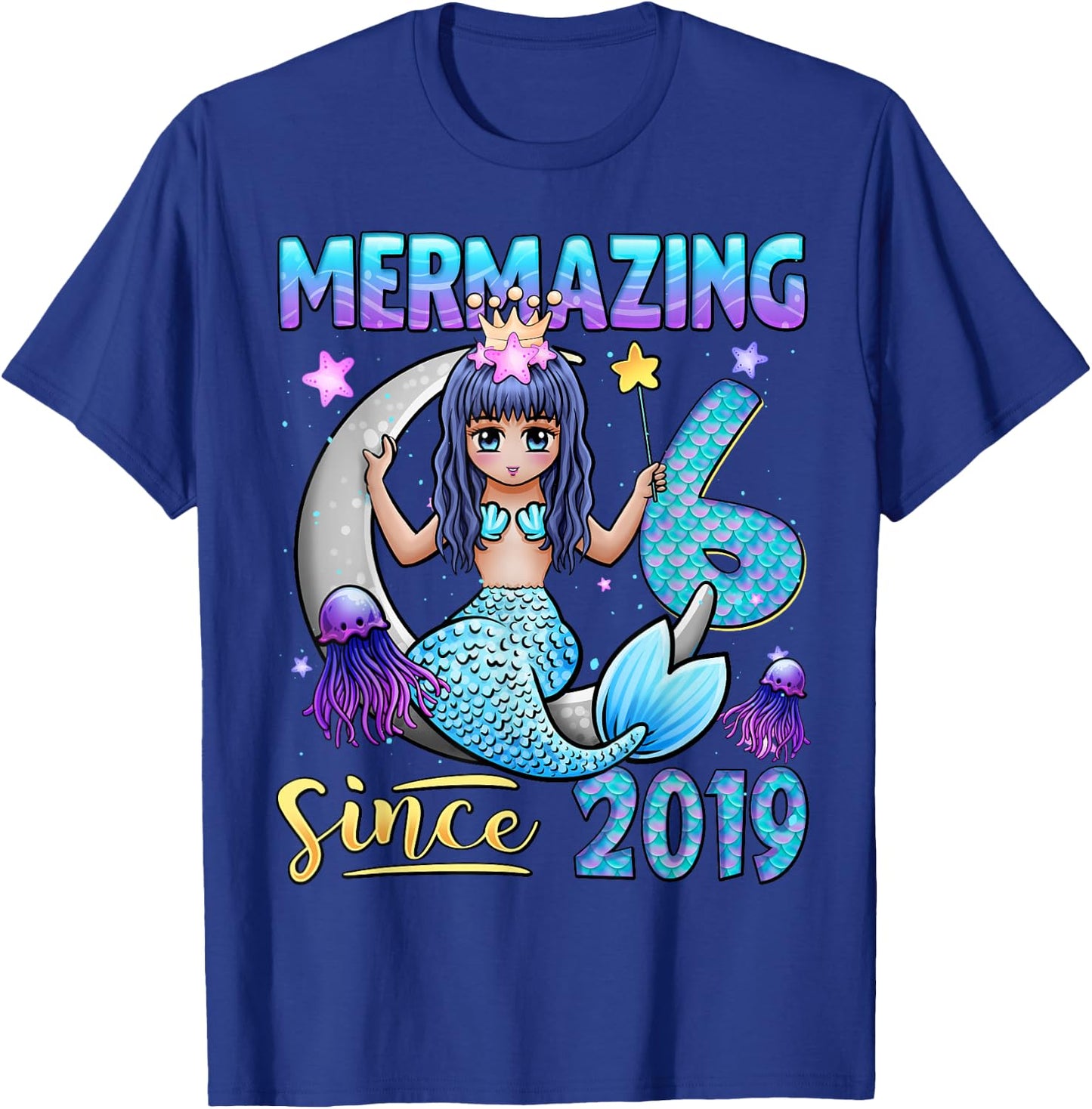 Mermaid Birthday Shirt 6 Years Old Mermaid 6th Birthday Girl T-Shirt - T-Shirt | Royal
