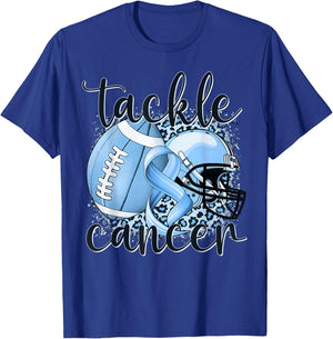 Tackle Prostate Cancer Football Lover Warrior Blue Ribbon T-Shirt - T-Shirt | Royal