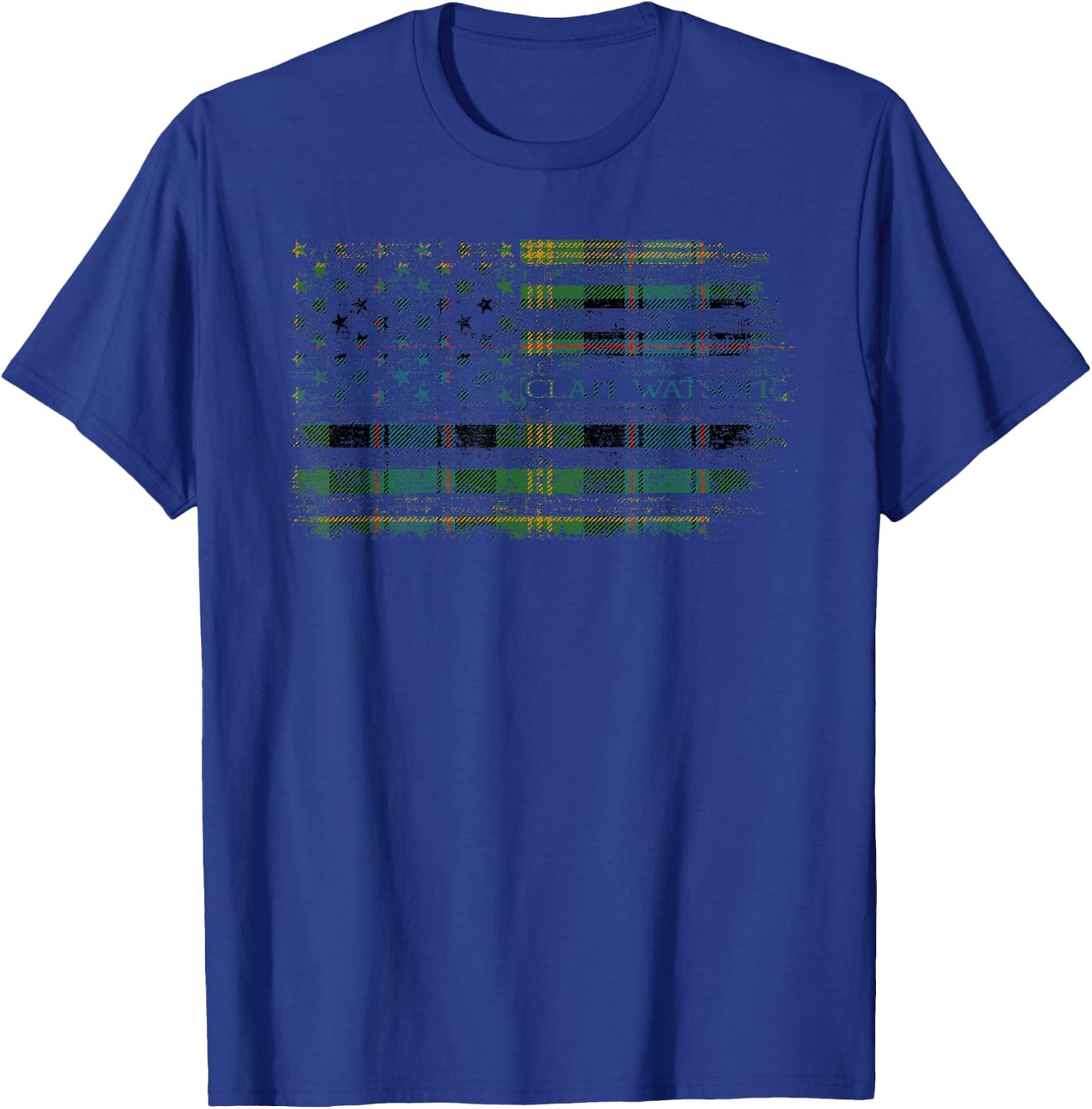 Clan Watson Scottish tartan US flag kilt Scotland T-Shirt - T-Shirt | Royal