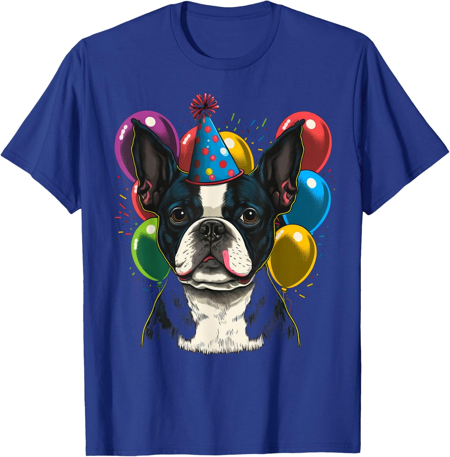 Celebration Event Birthday Party Boston Terrier T-Shirt - T-Shirt | Royal