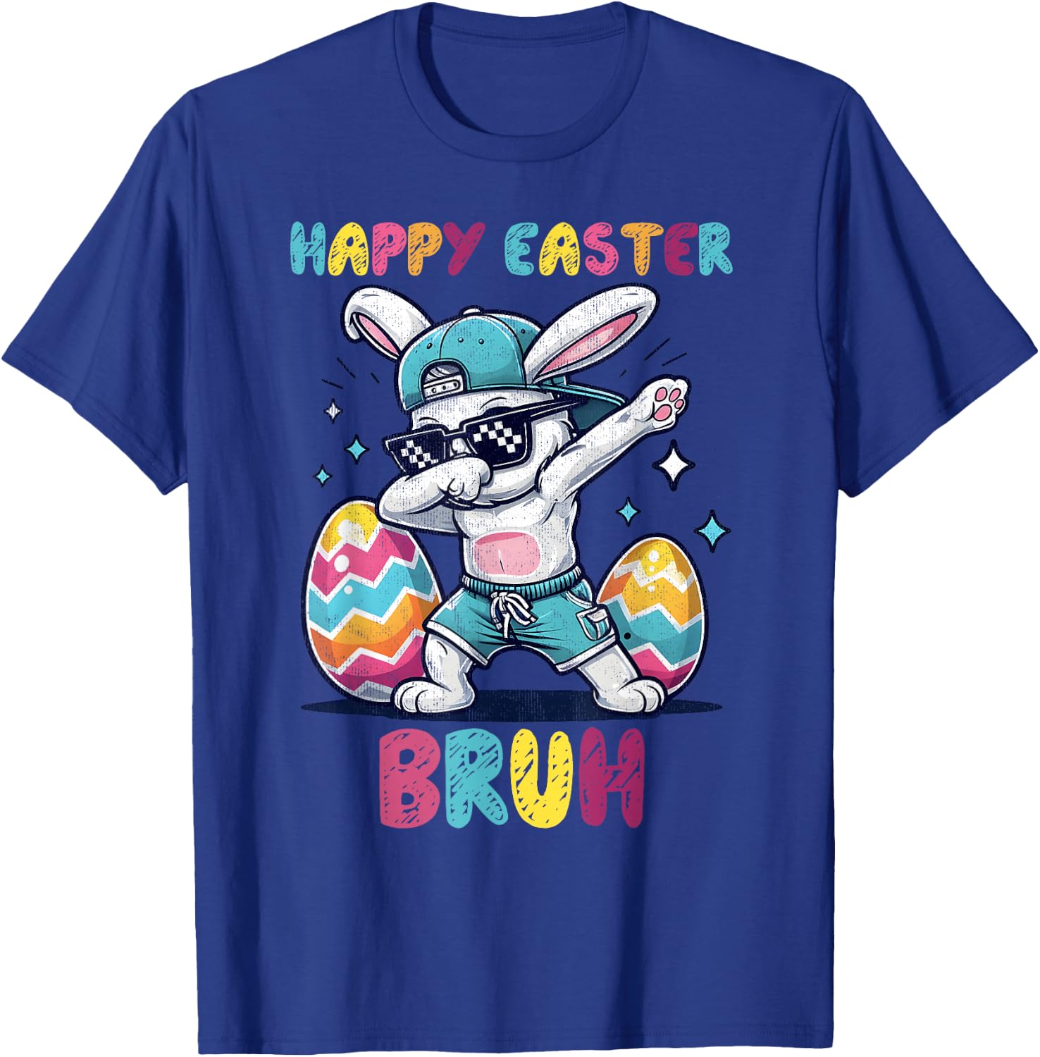 Bruh Dabbing Bunny Funny kids Boys Easter day T-Shirt - T-Shirt | Royal