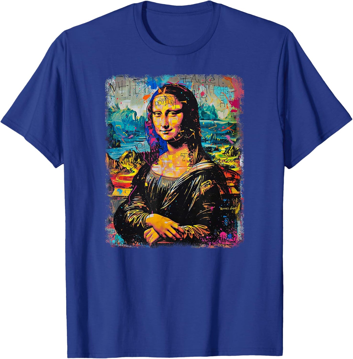 Abstract Graffiti Art Leonardo Da Vinci Art Mona Lisa T-Shirt - T-Shirt | Royal