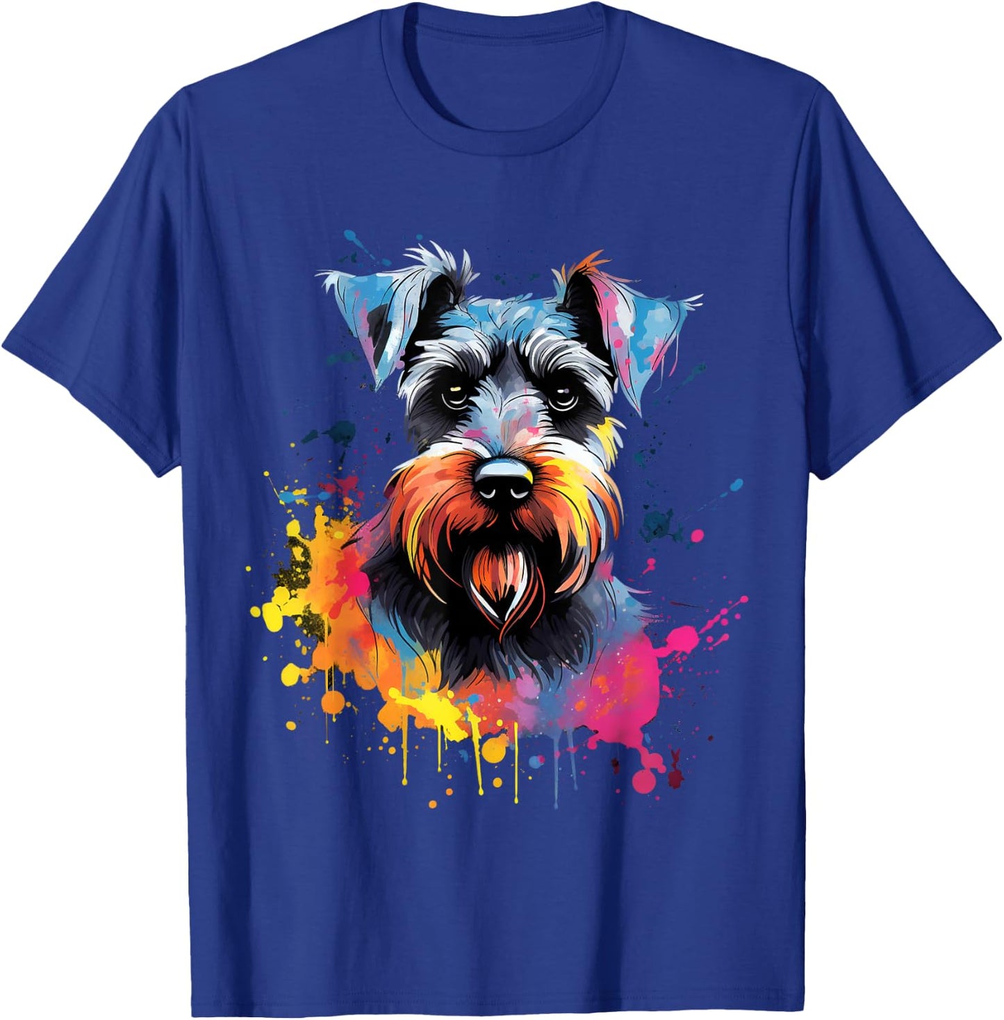 Cute Miniature Schnauzer Dog on painted Miniature Schnauzer Men Women Kids T-Shirt - T-Shirt | Royal